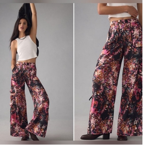 Anthropologie Pants - By Anthropologie Palazzo Utility Pants
Size 2 Side Tie Detail Wide Leg